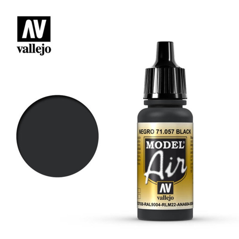 Vallejo Model Air 71-057  Black 17 ml Bottle
