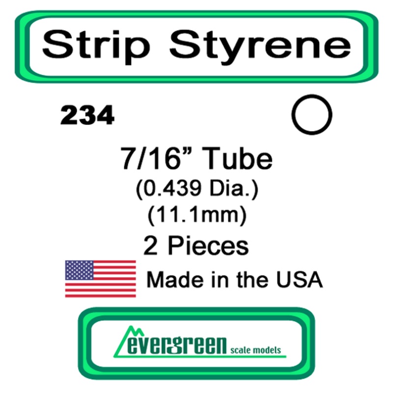 Evergreen 234 - Styrene Tube 7/16 inch