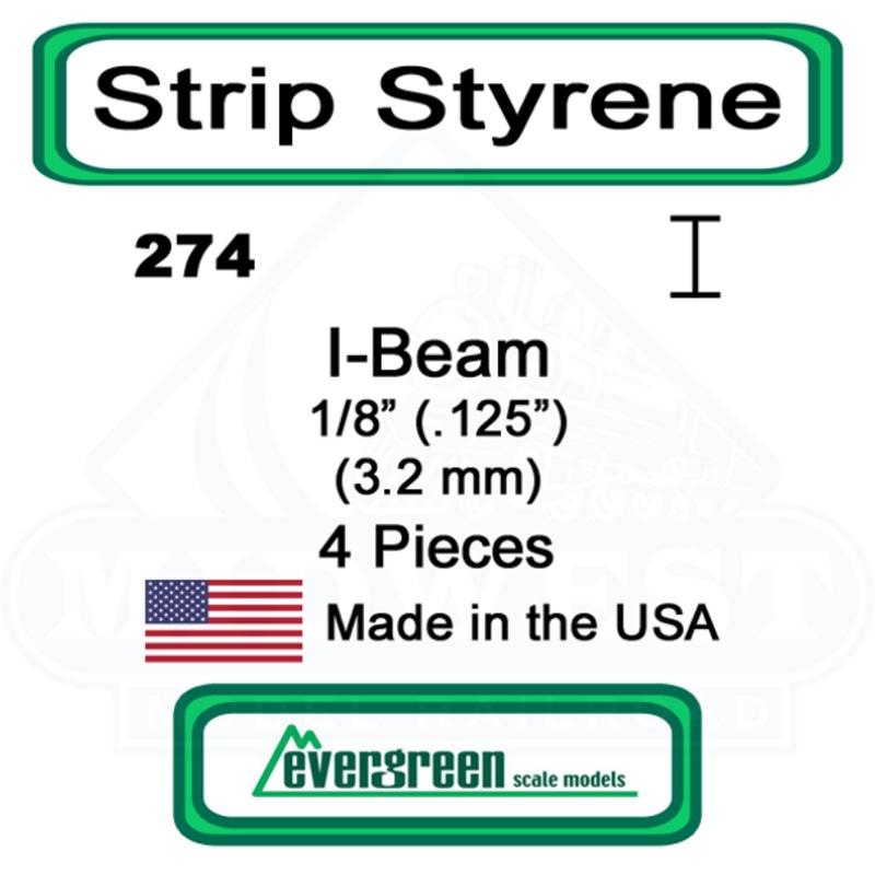 Evergreen 274 - Styrene I-Beam .125"