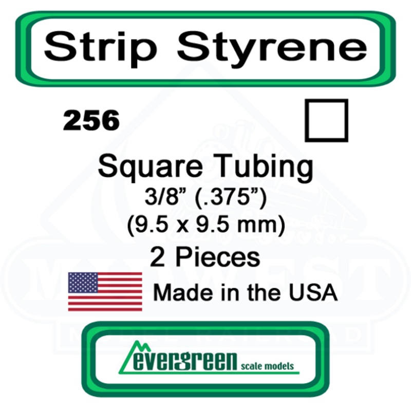 Evergreen 256 - Square Tubing 3/8" (.375)