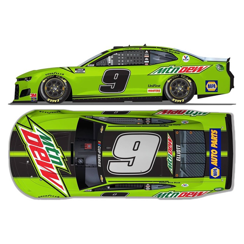1/24 Chase Elliott #9 Mountain Dew Chevrolet Camaro NASCAR 2020 Hood Open