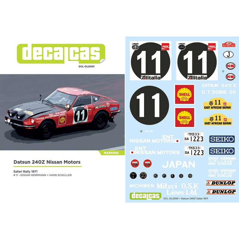 1/12 Datsun 240Z Nissan Motors Safari Rally 1971 Marking