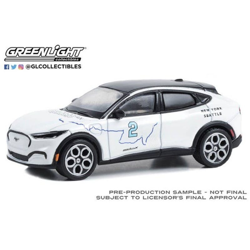 1/64 GreenLight 2021 Ford Mustang Mach-E - New York to Seattle Transcontinental Tour Ocean to Ocean, Reimagined