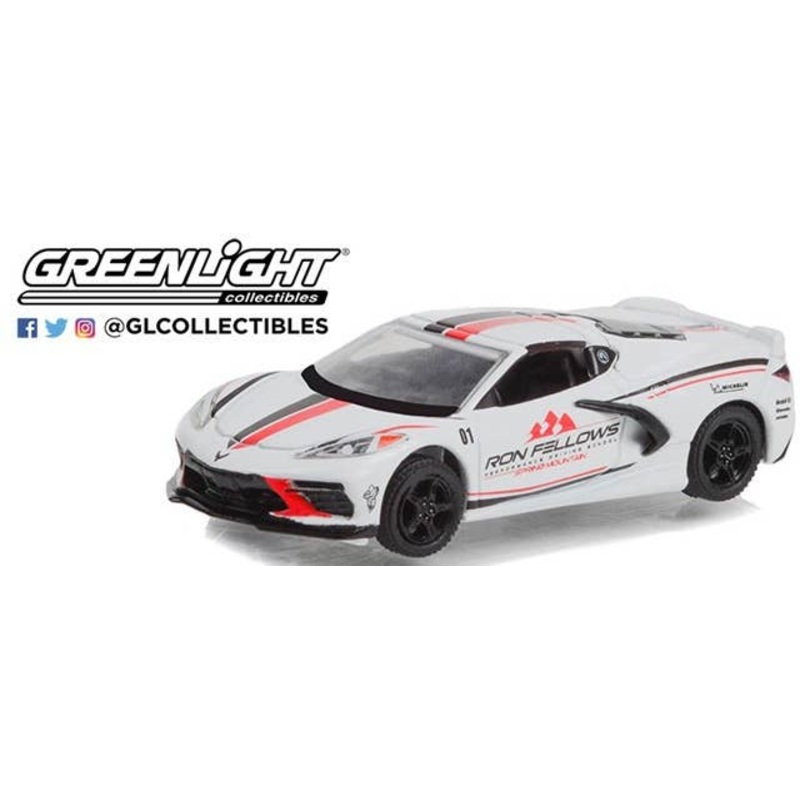 1/64 GreenLight 2022 Chevrolet Corvette C8 Stingray Coupe - White - Ron Fellows Performance Driving School