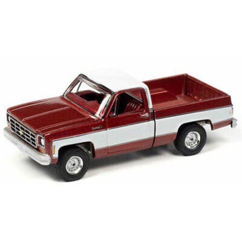 1/64 AutoWorld 1977 Chevrolet Fleetside Pickup Truck Metallic Red