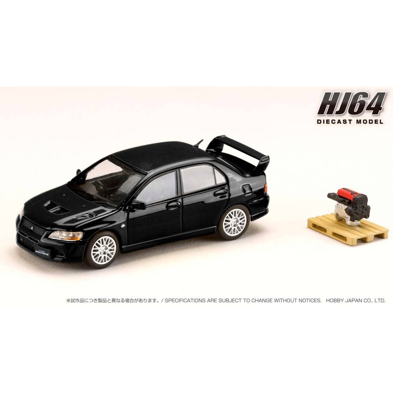 1/64 Mitsubishi Lancer GSR EVOLUTION 7 with Engine Display Model Amethyst Black Pearl