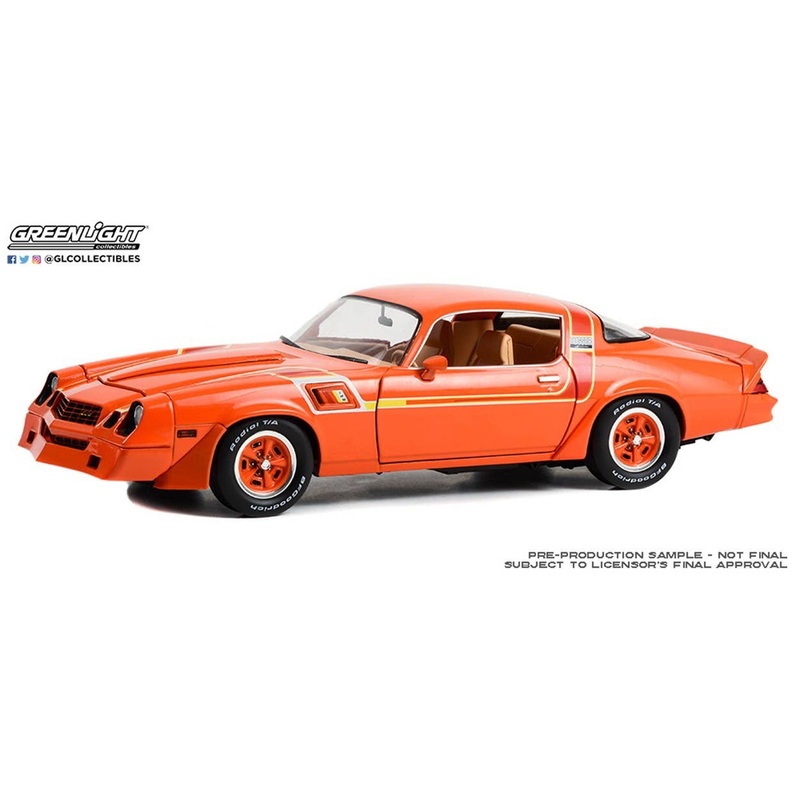 1/18 GreenLight 1980 Chevrolet Camaro Z/28 Hugger - Hugger Red Orange - General Motors Special Vehicle Development