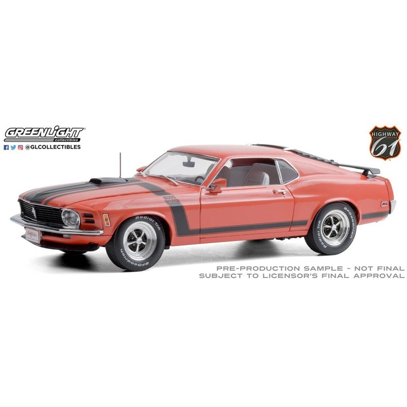 1/18 Highway 61 Barrett-Jackson 1970 Ford Mustang BOSS 302 Fastback Calypso Coral (Scottsdale 2019, Lot #790)