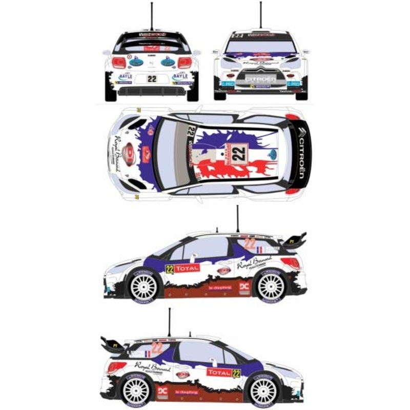 1/24 Citroen DS3 WRC #22 Rally Montecarlo 2013 (For Heller)