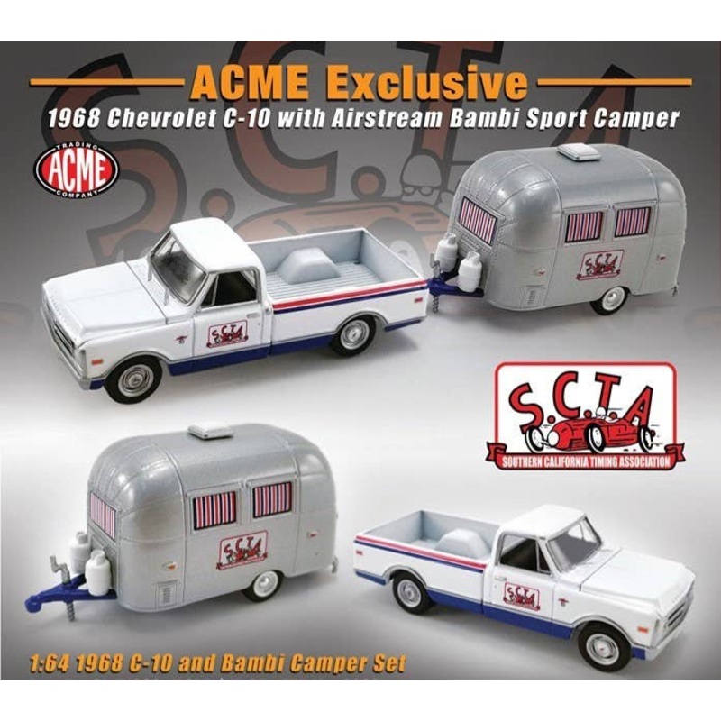 1/64 ACME S.C.T.A. 1968 Chevrolet C-10 with Airstream Bambi Sport Camper