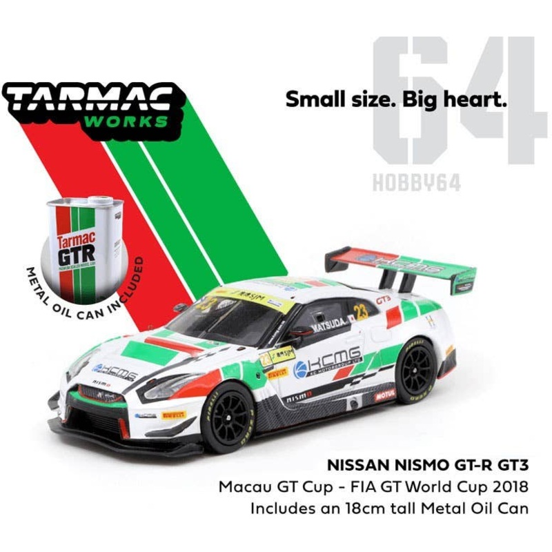 1/64 Nissan Nismo GT-R GT3 Macau GT Cup FIA GT World Cup 2018 With Metal Oil Can Driver: T.Matsuda