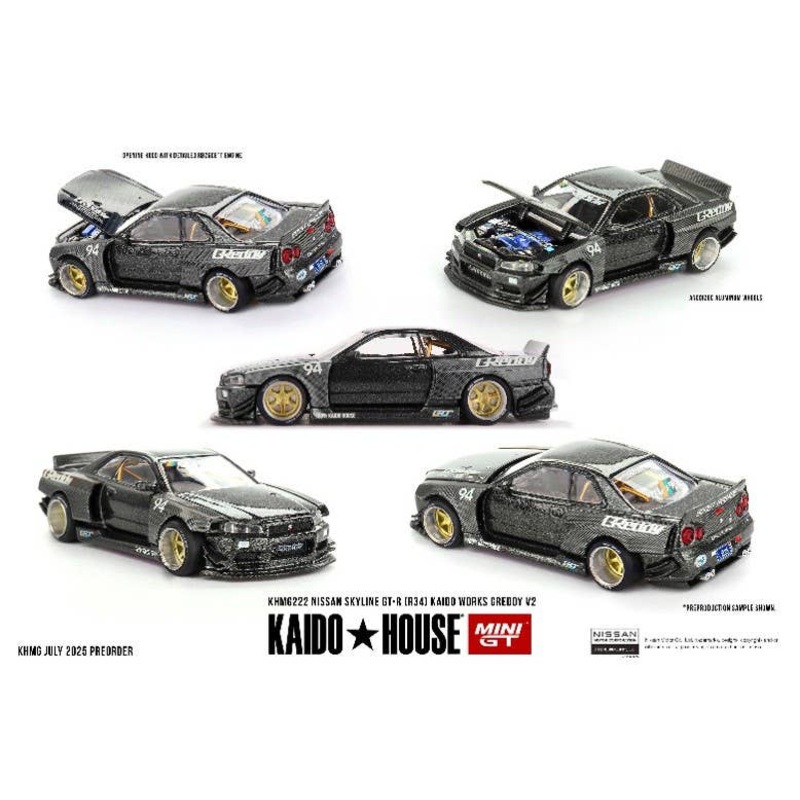 1/64 Nissan Skyline Gt-R R34 Kaido Works Greddy V2 (Right-Hand Drive)