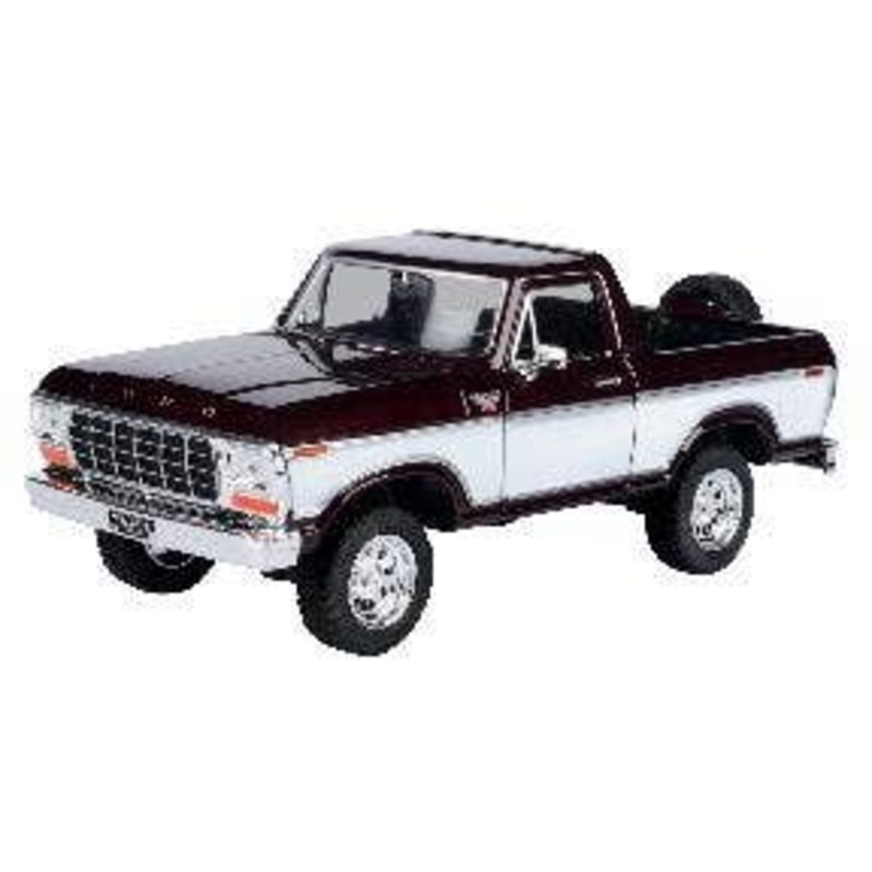 1/24 1978 Ford Bronco Hard Top Burgundy / White Two Tone W / Spare Tire