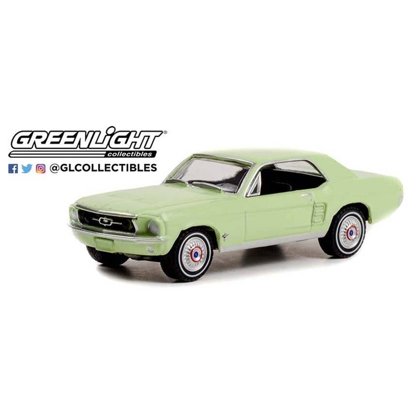 1/64 GreenLight 1967 Ford Mustang Coupe She Country Special - Bill Goodro Ford, Denver, Colorado - Limelite Green