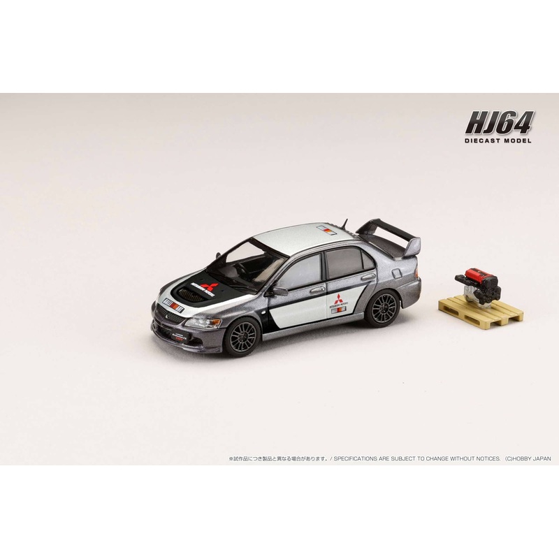 1/64 Mitsubishi Lancer Evolution 9 Mr Gsr Rally Replica With Engine Display Model 2006 Medium Purplish Gray Mica