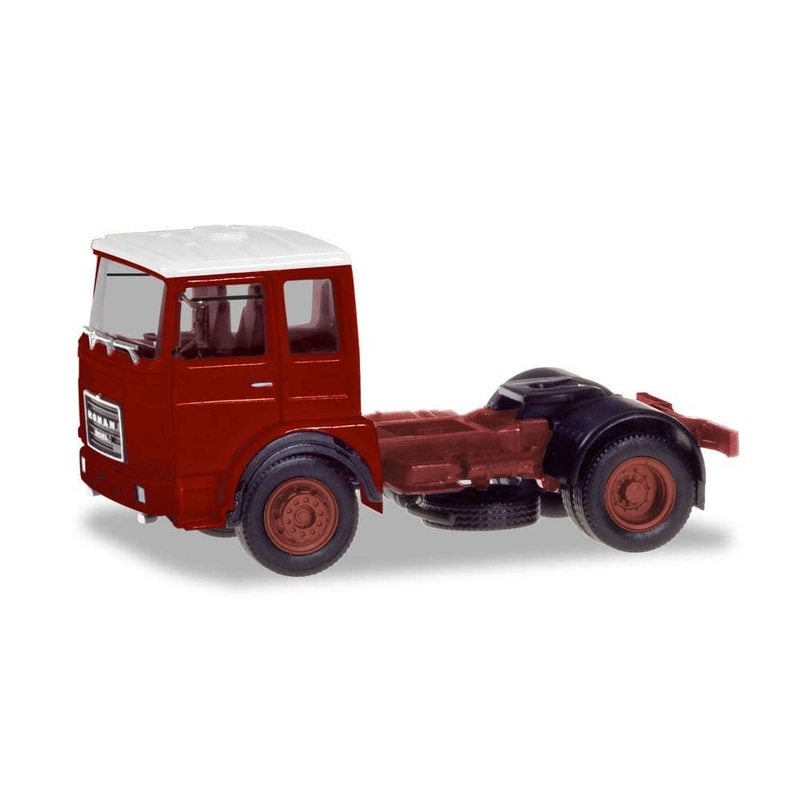 1/87 Roman Diesel 4x2 Rigid Tractor Brown & Red/White Roof