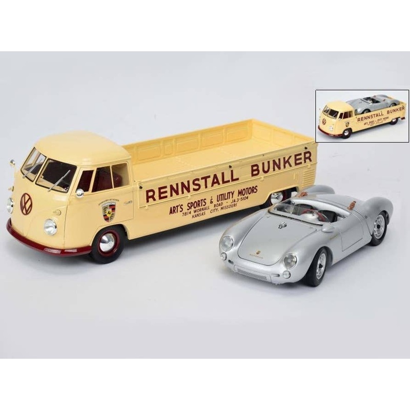 1/18 VW T1 Racing Car Transporter BUNKER Porsche 550 Spyder Set