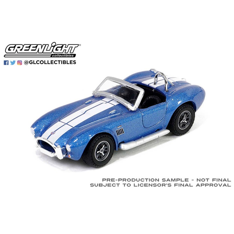 1/64 GreenLight 1965 Shelby Cobra 427 S/C - Carroll Shelby Centennial - Guardsman Blue w/ White Stripes