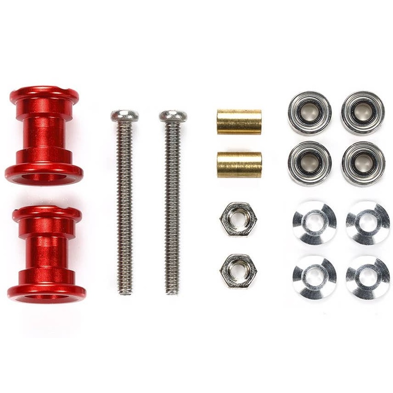 Lightweight Double Aluminum Rollers (9-8mm/Red) (Mini 4WD Limited)