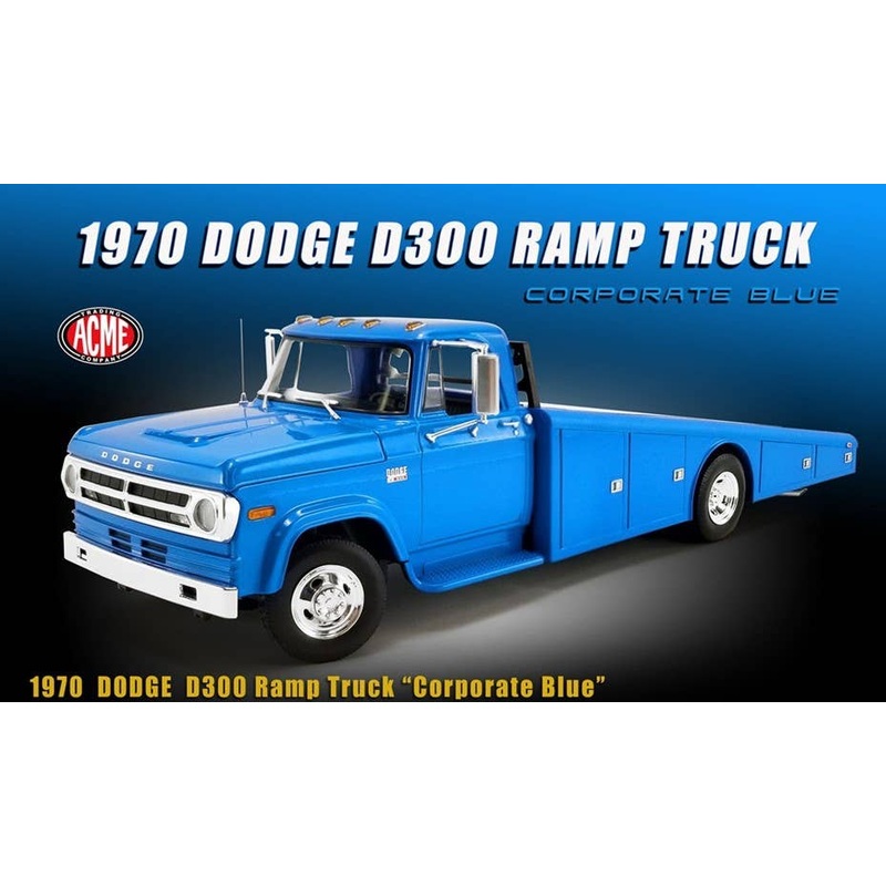 1/18 ACME 1970 Dodge D-300 Ramp Truck - Corporate Blue