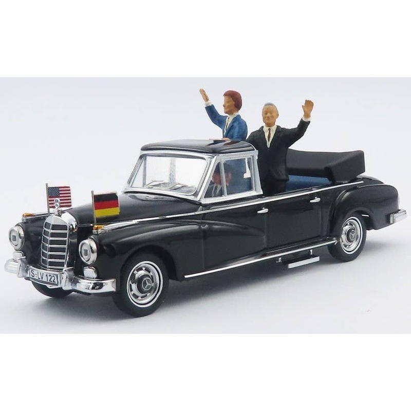 1/43 Mercedes Benz 300 D 1963 Landaurett Adenauer & Kennedy with Figure