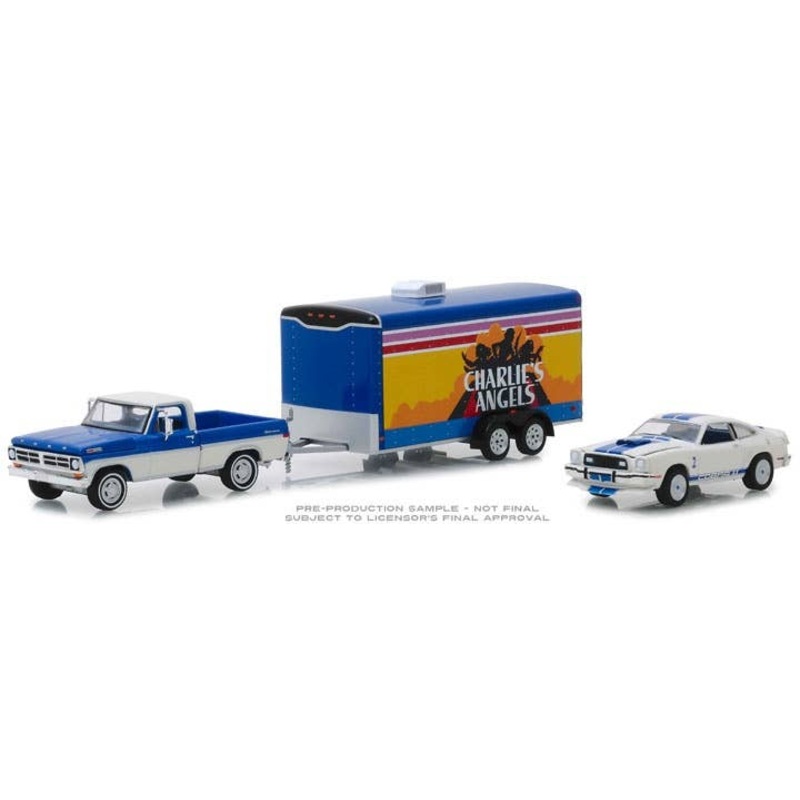 1/64 Charlie's Angels 1972 Ford F-100 & 1976 Ford Mustang Cobra II w/Car Hauler