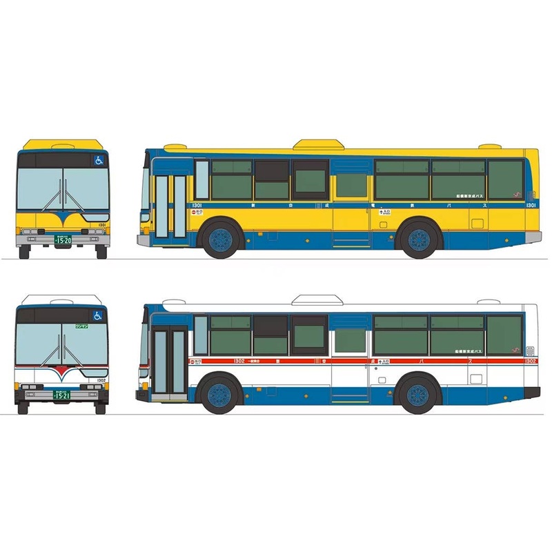 1/150 The Bus Collection Funabashi Shinkeisei Bus Retro Color Set of 2