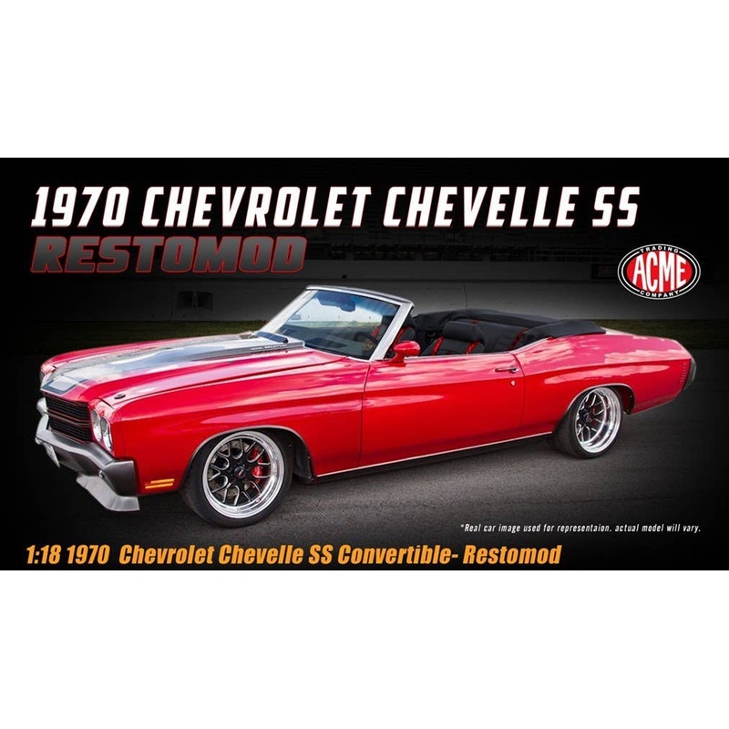 1/18 ACME 1970 Chevrolet Chevelle SS Restomod Bright Red with Gunmetal Grey Stripes