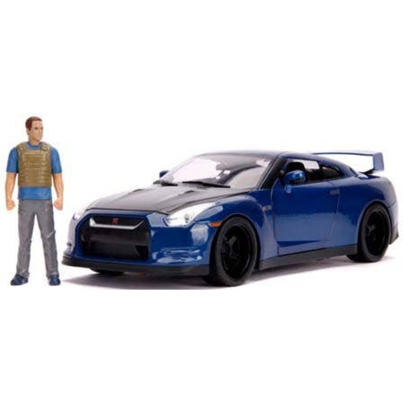 1/18 F & F (7) 2009 Nissan Gt-R R35 Blue / Black (Brian) With Brian Figure / Light On