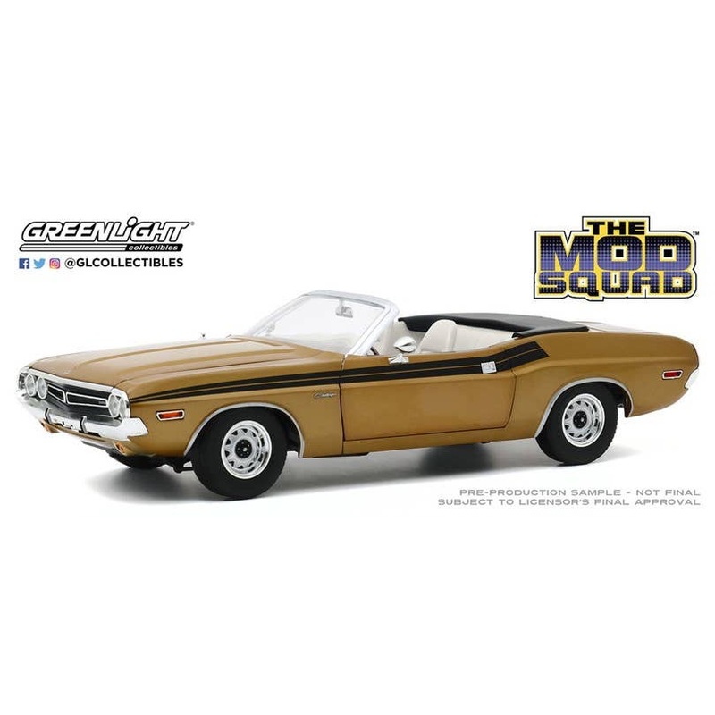 1/18 GreenLight The Mod Squad (1968-73 TV Series) 1971 Dodge Challenger 340 Convertible Gold