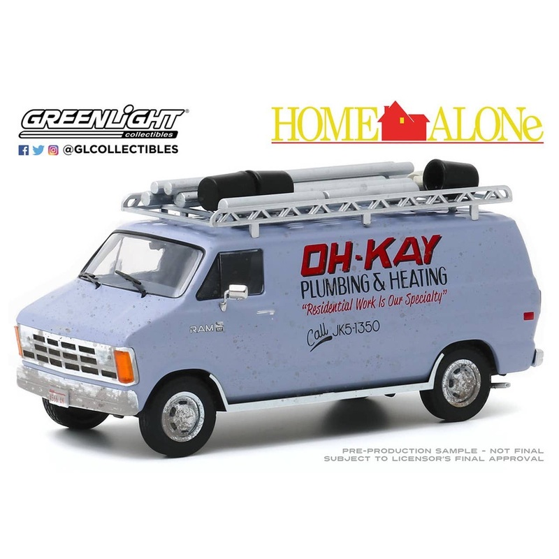 1/43 GreenLight Home Alone (1990) 1986 Dodge Ram Van Oh-Kay Plumbing & Heating