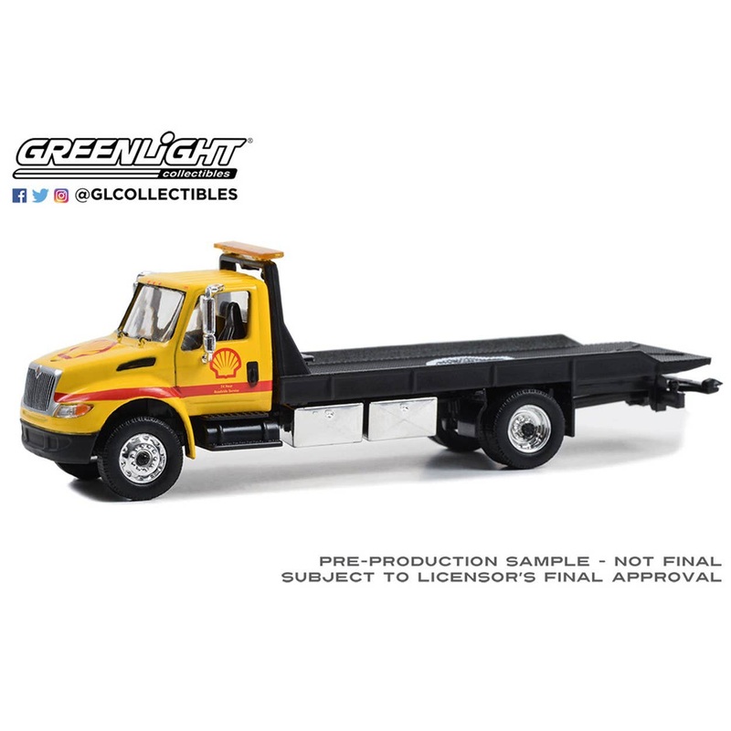 1/64 GreenLight International Durastar 4400 Flatbed Truck - Shell Oil Shell Roadside Service 24 Hour