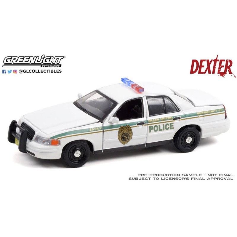1/43 GreenLight Dexter (2006-13 TV Series) - 2001 Ford Crown Victoria Police Interceptor - Miami Metro Police Department