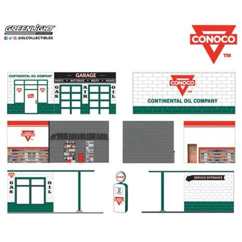 1/64 GreenLight Mechanic's Corner Series 8 - Vintage Gas Station - Conoco Continental Oil Company