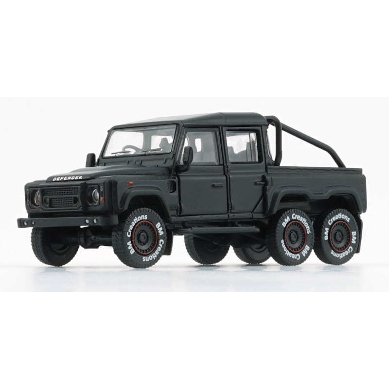 1/64 Land Rover Defender 110 Pickup 6x6 2016 Matte Black RHD with Accessories