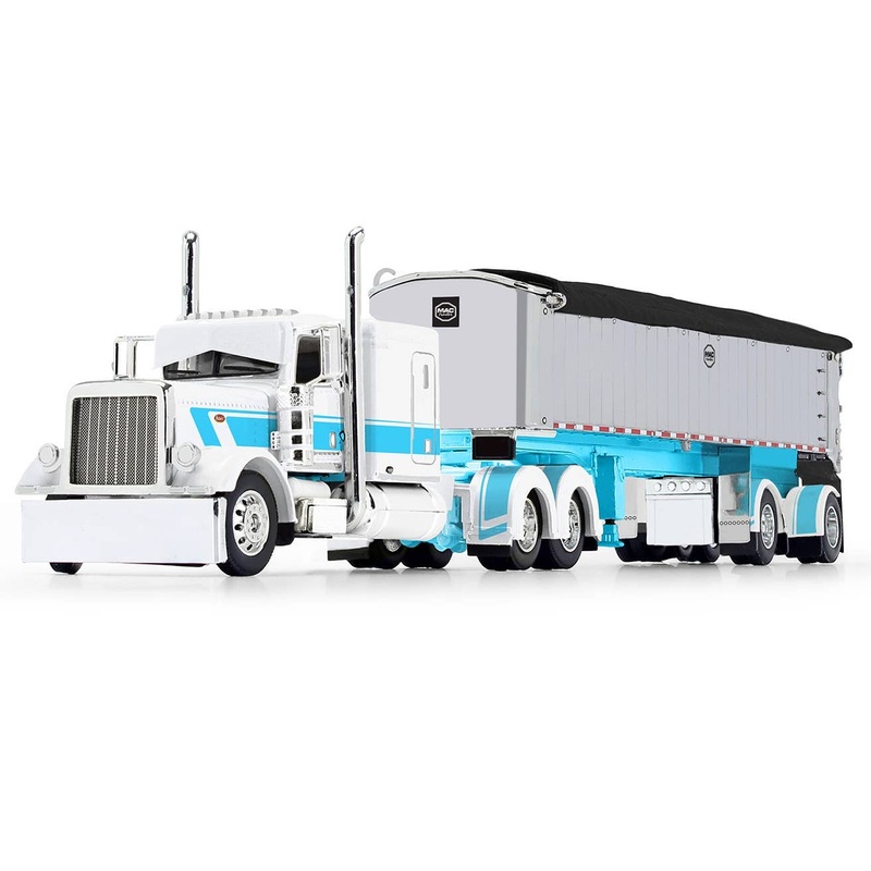 1/64 STS Transit Peterbilt Model 389 with 63" Flattop Sleeper and MAC Coal End Dump Trailer in Chrome