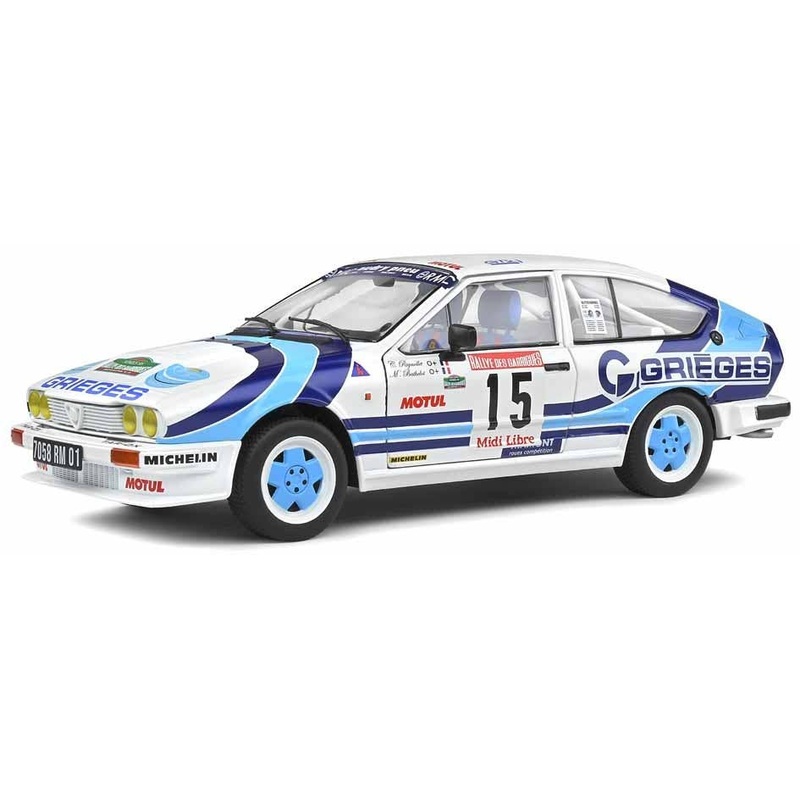 1/18 Alfa Romeo GTV6 Rallye Des Garrigues 1986 # 15 (White / Blue)