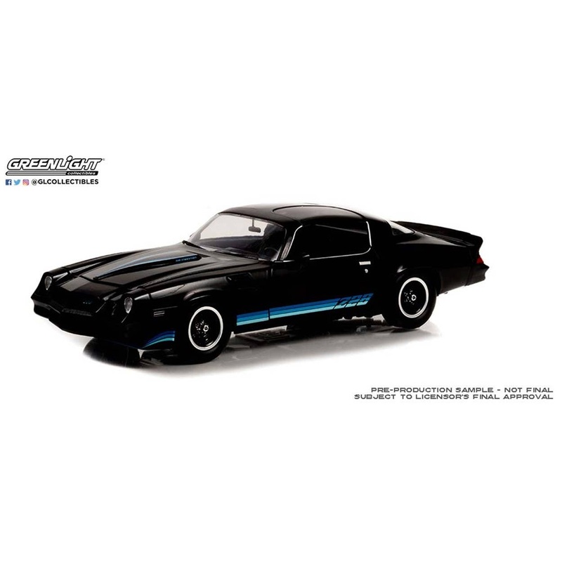 1/18 GreenLight 1981 Chevrolet Camaro Z/28 - Black with Blue Tri Color Z28 Stripes