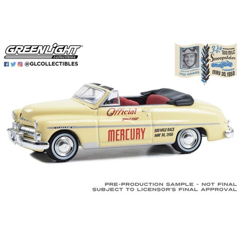 1/64 GreenLight 1950 Mercury Monterey Convertible Official Pace Car - 34th International 500 Mile Sweepstakes