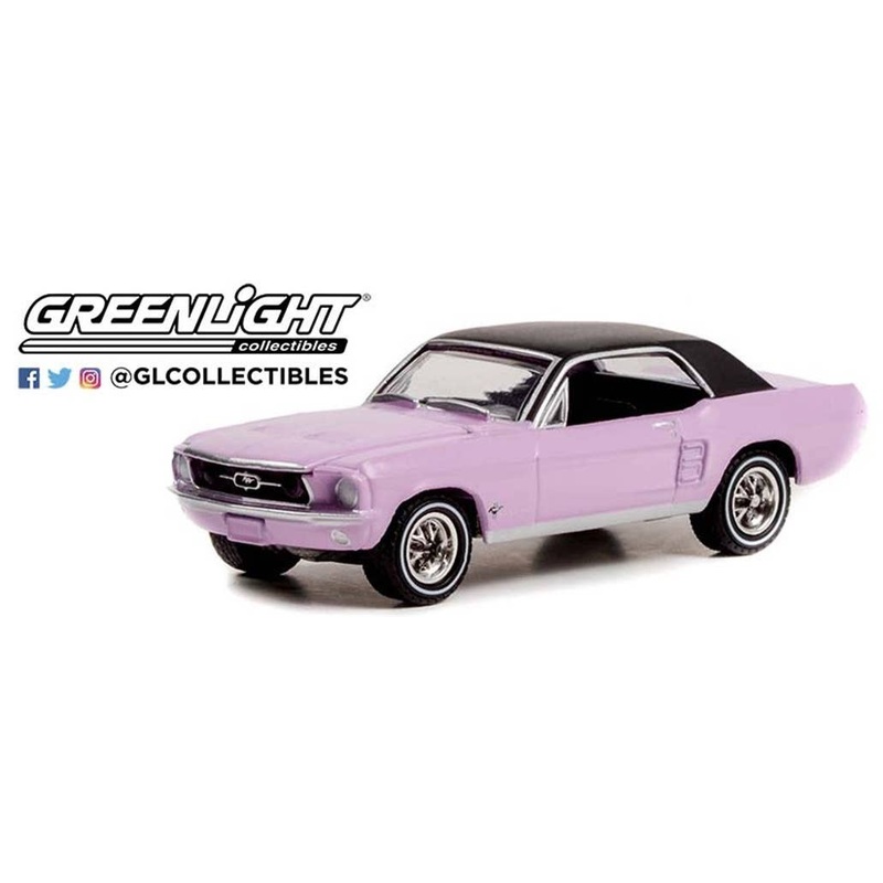 1/64 GreenLight 1967 Ford Mustang Coupe She Country Special - Bill Goodro Ford, Denver, Colorado - Evening Orchid