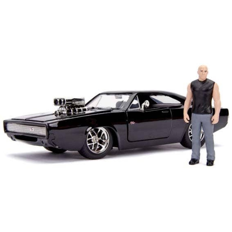 1/24 F&F Dodge Charger Black Dominic Toretto with Figure