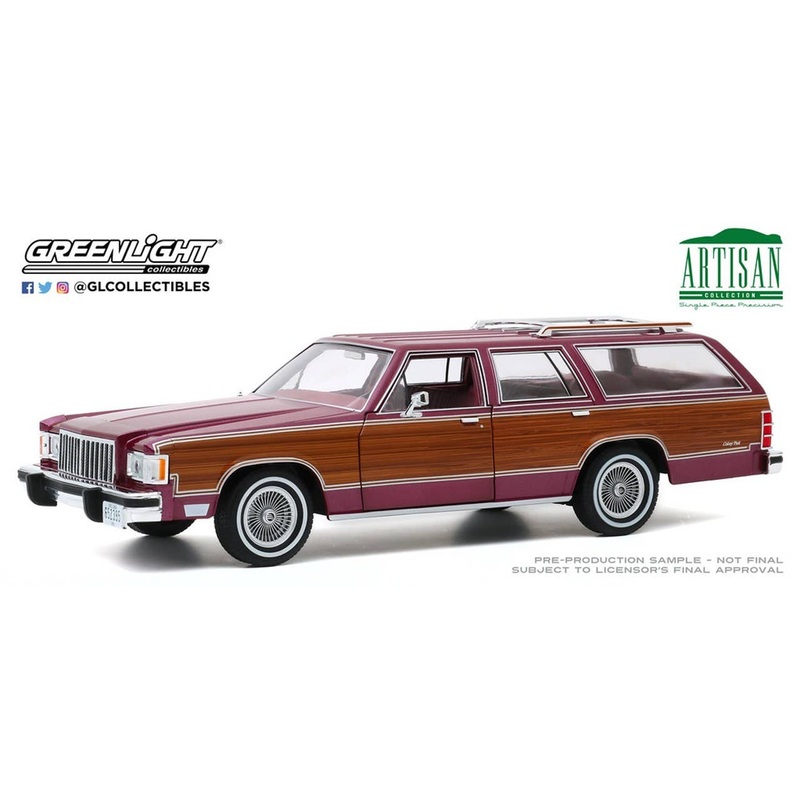 1/18 GreenLight Artisan Collection 1985 Mercury Grand Marquis Colony Park Burgundy