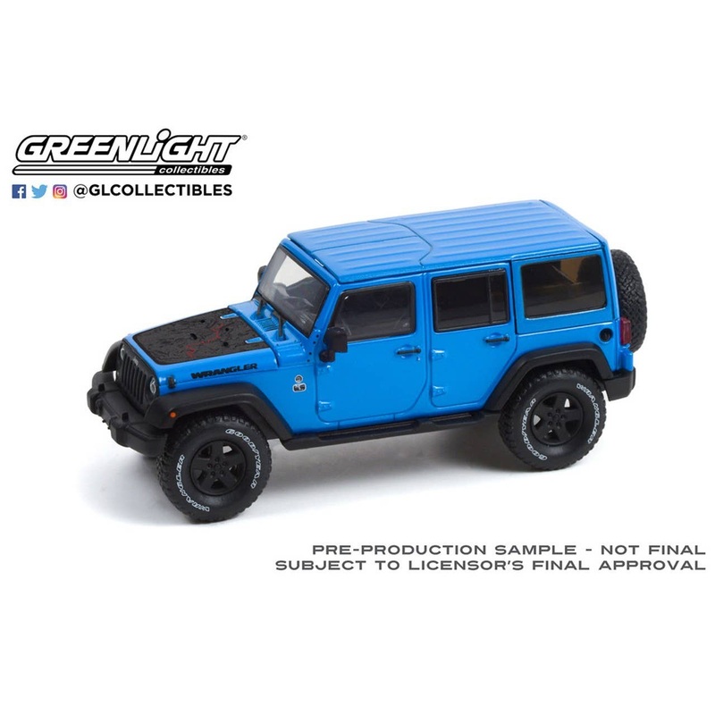 1/43 GreenLight 2016 Jeep Wrangler Unlimited Black Bear Edition - Jeep Official Badge of Honor - Black Bear Pass, Telluride, Colorado - Hydro Blue Pearl
