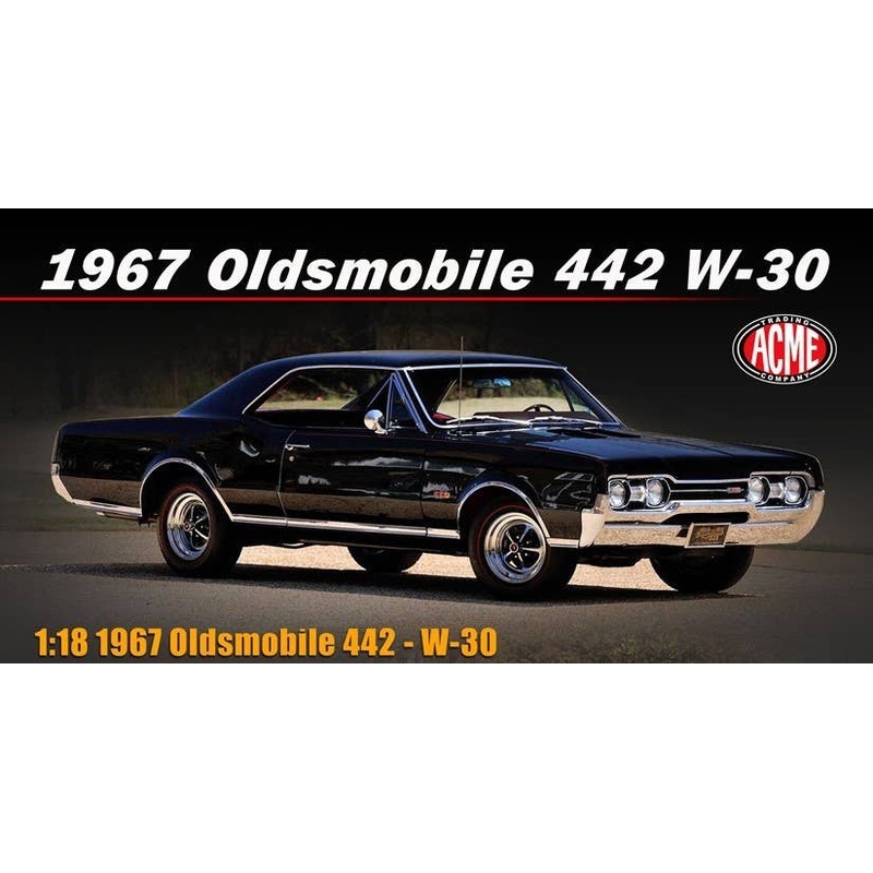 1/18 ACME 1967 Oldsmobile 442 W-30 Ebony Black on Red