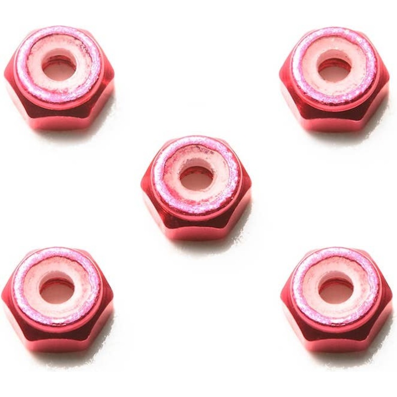 2mm Aluminum Lock Nut (Pink, 5Pcs.) (Mini 4WD Special Project)