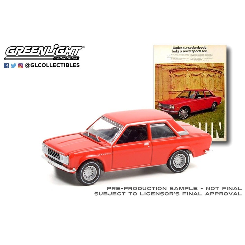 1/64 GreenLight Vintage Ad Cars Series 5  - 1972 Datsun 510 Under Our Sedan Body Lurks A Secret Sports Car