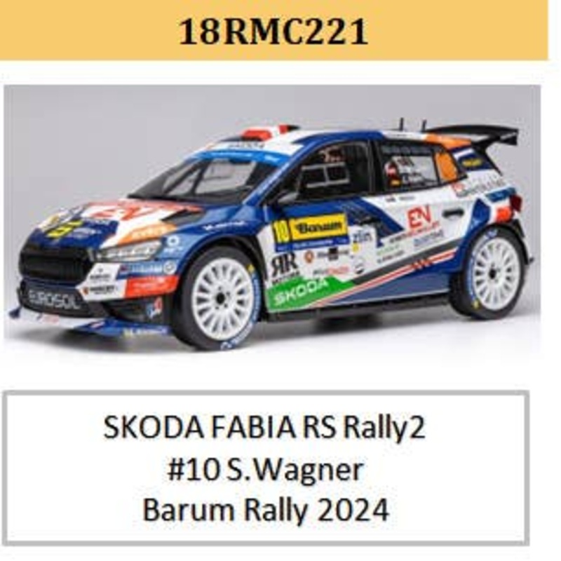 1/18 Skoda Fabia Rs Rally 2 2024 Barum Rally 2Nd Place #10 Simon Wagner