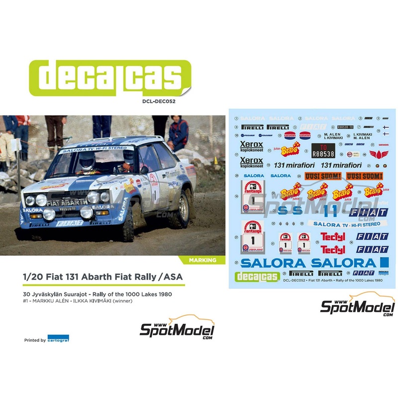 1/20 Fiat 131 Abarth Rally ASA Team Finland 1000 Lake Rally 1980 Decal Set