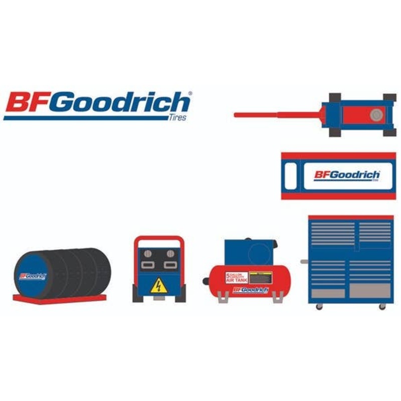 1/64 GreenLight Auto Body Shop - Shop Tool Accessories Series 4 - BFGoodrich