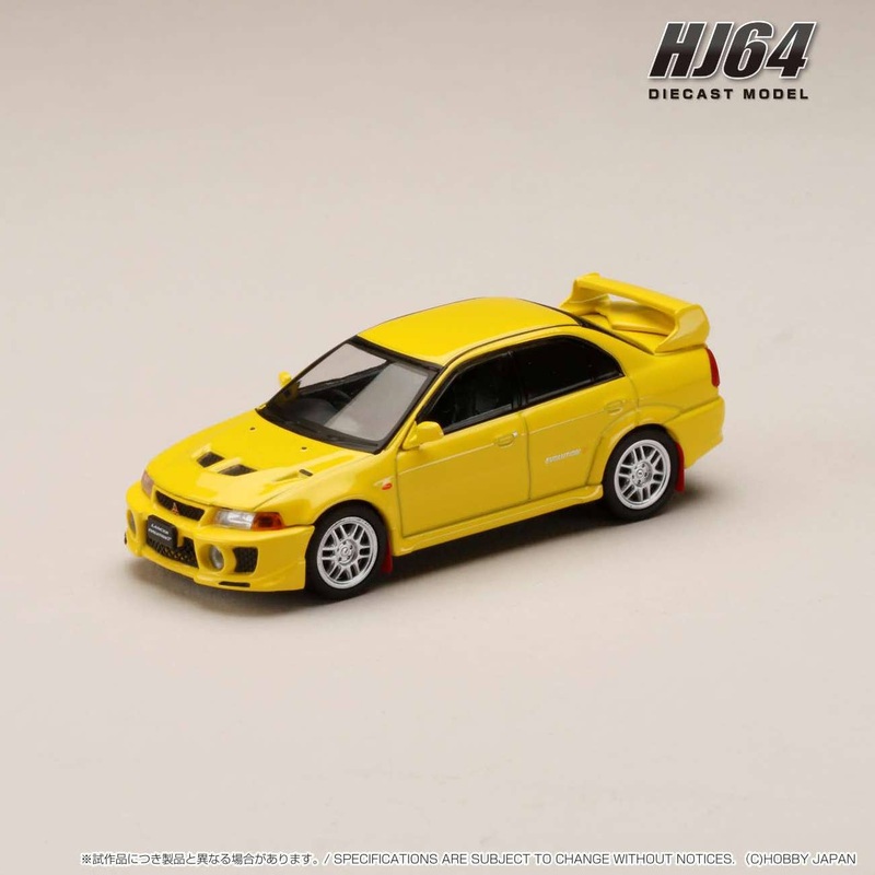 1/64 Mitsubishi Lancer GSR Evolution 5 (CP9A) 1998 with Mudflaps Dandelion Yellow